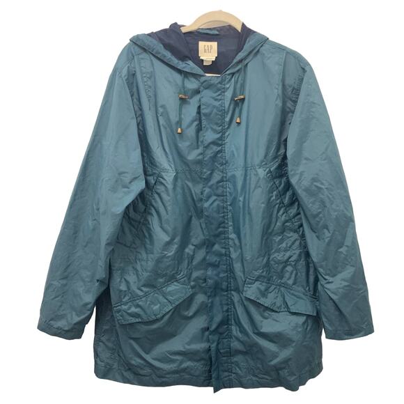 Vintage GAP Windbraker Coat Men S Teal Soft Shell Mesh Liner Full Zip 4 Pockets - Picture 1 of 12